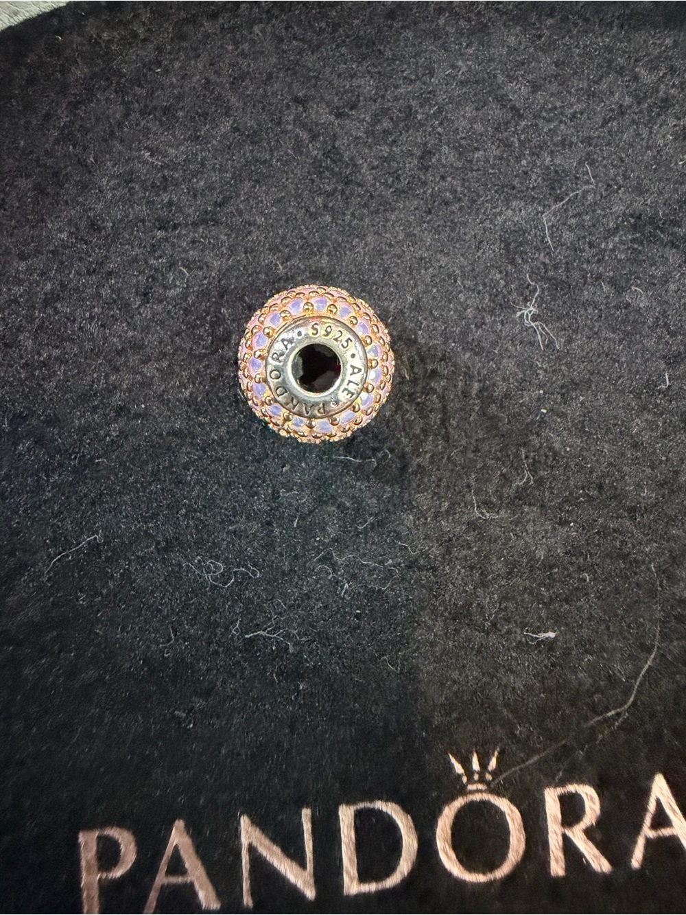Pandora Essence Pink Love Pavé Charm - 14k Rose Gold